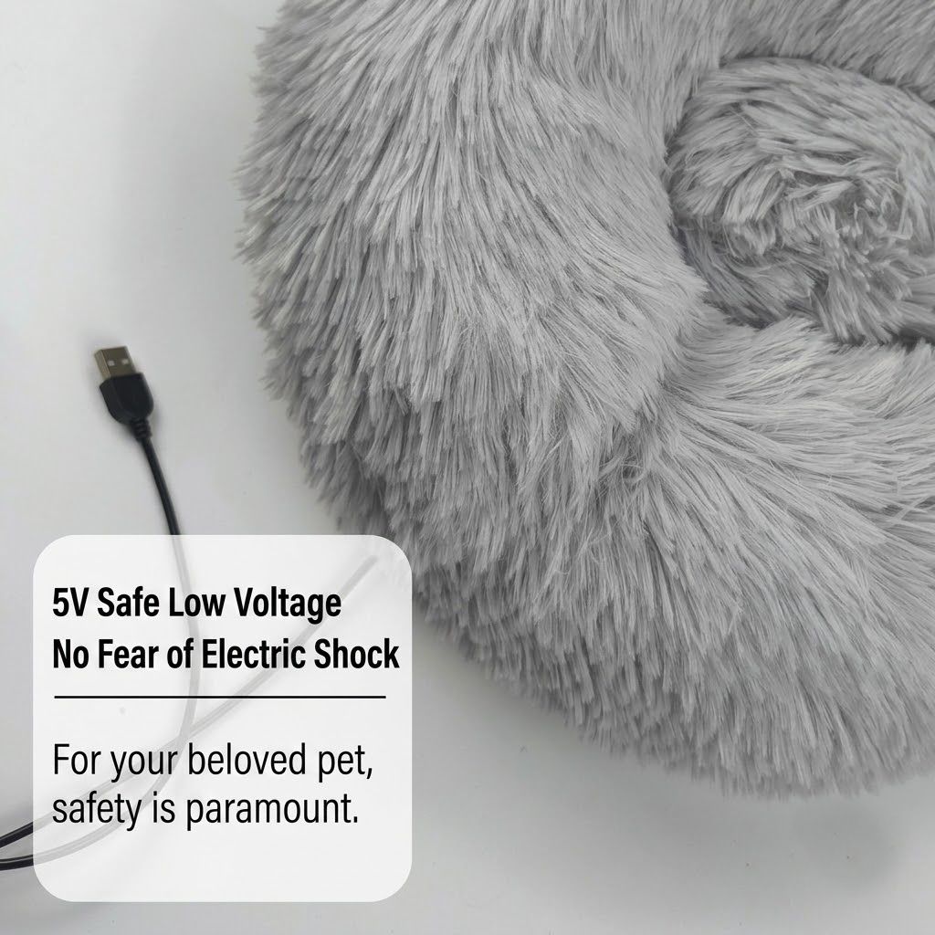 Heated Pet Bed for Cats and Small Dogs, USB-Powered Warmth with 5 Temperature Settings and Timer, Washable Round Cozy Couch for Indoor Comfort (60cm)