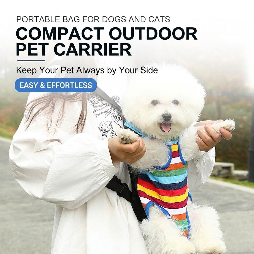 Portable Pet Front Chest Backpack for Small Dogs and Cats – Hands-Free Travel Carrier with Adjustable Straps, Breathable Mesh, and Padded Shoulder Pads for Comfortable Outdoor Adventures (L, Blue)