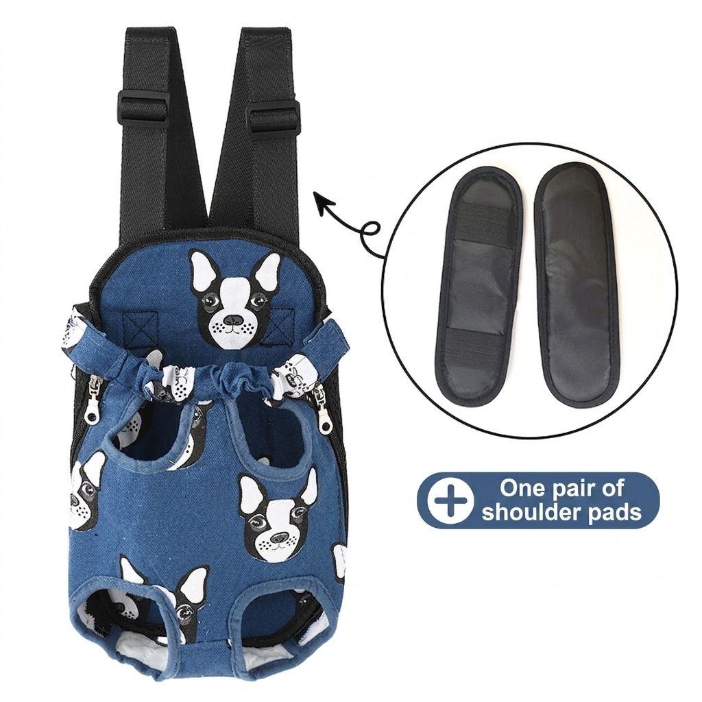 Portable Pet Front Chest Backpack for Small Dogs and Cats – Hands-Free Travel Carrier with Adjustable Straps, Breathable Mesh, and Padded Shoulder Pads for Comfortable Outdoor Adventures (L, White)