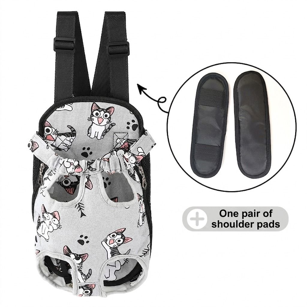Portable Pet Front Chest Backpack for Small Dogs and Cats – Hands-Free Travel Carrier with Adjustable Straps, Breathable Mesh, and Padded Shoulder Pads for Comfortable Outdoor Adventures (S, Blue)