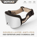 DOTUGE DGZ-12XS Ski Goggles with Italian REVO Coated Dual-Layer Anti-Fog Lens, UV400 Protection, Large Cylindrical Wide View, Compatible with Prescription Glasses, for Skiing and Snow Sports (B)
