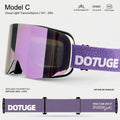 DOTUGE DGZ-12XS Ski Goggles with Italian REVO Coated Dual-Layer Anti-Fog Lens, UV400 Protection, Large Cylindrical Wide View, Compatible with Prescription Glasses, for Skiing and Snow Sports (C)