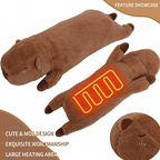 USB-Powered Capybara Plush Heating Pillow – Cute Cartoon Animal Design for Warmth and Comfort, Perfect for Belly, Waist, and Neck Heat Therapy, Ideal as a Cozy Hugging Companion for Home and Office Use (Brown)