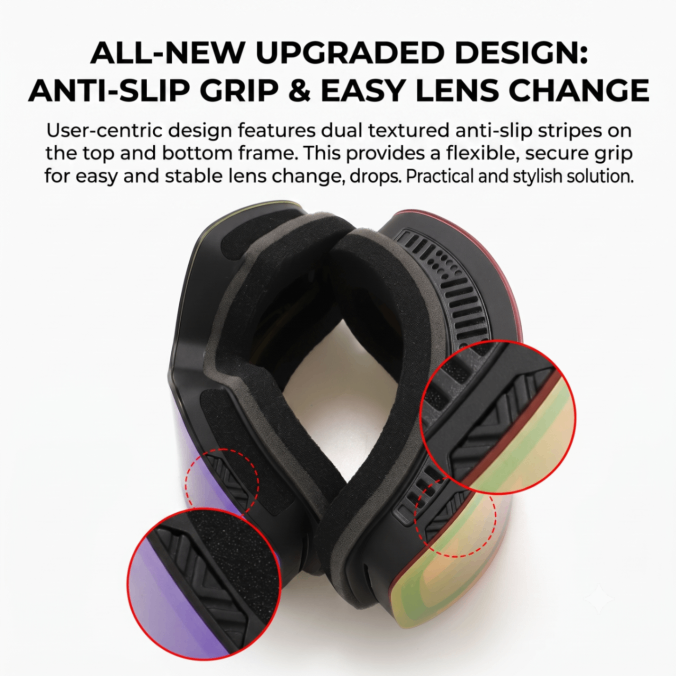 Kids Ski Goggles with Anti-Fog PC REVO Lens, UV400 Protection, Magnetic Quick-Change Lens, Compatible with Helmets & Eyeglasses, for Outdoor Snow Sports (OrangeRed)