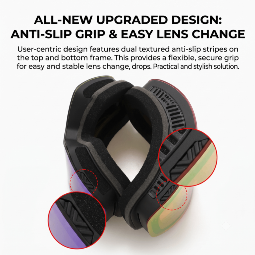 Kids Ski Goggles with Anti-Fog PC REVO Lens, UV400 Protection, Magnetic Quick-Change Lens, Compatible with Helmets & Eyeglasses, for Outdoor Snow Sports (Pink)