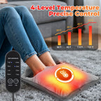 USB-Powered Electric Foot Warmer with 4 Temperature Settings and Timer, Soft Plush Heated Foot Pad for Home Office Travel, Multipurpose Hand Knee Belly Warmer (Grey)