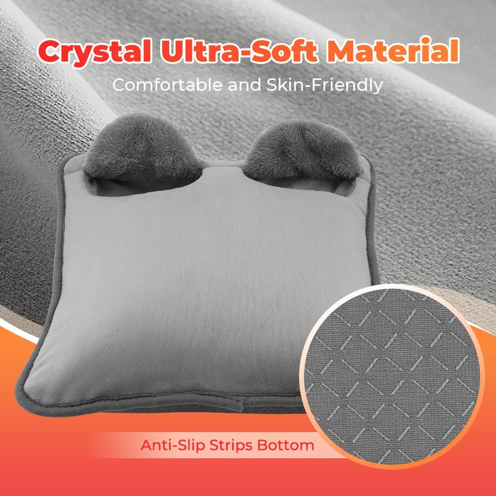 USB-Powered Electric Foot Warmer with 4 Temperature Settings and Timer, Soft Plush Heated Foot Pad for Home Office Travel, Multipurpose Hand Knee Belly Warmer (Grey)