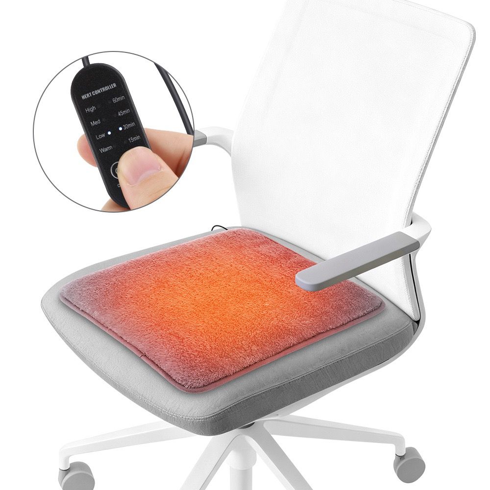 USB-Powered Electric Foot Warmer with 4 Temperature Settings and Timer, Soft Plush Heated Foot Pad for Home Office Travel, Multipurpose Hand Knee Belly Warmer (Grey)