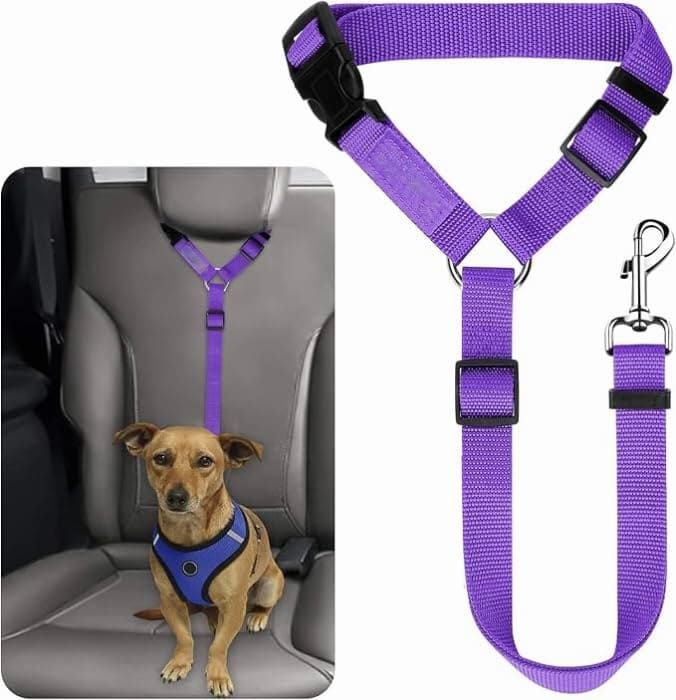 Protect Your Pet on the Road: 2-in-1 Adjustable Dog Car Safety Tether and Leash, 360° Rotating Hook for Cars and SUVs, Secure Your Cat or Dog During Travel (Pink)