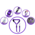 Protect Your Pet on the Road: 2-in-1 Adjustable Dog Car Safety Tether and Leash, 360° Rotating Hook for Cars and SUVs, Secure Your Cat or Dog During Travel (Purple)