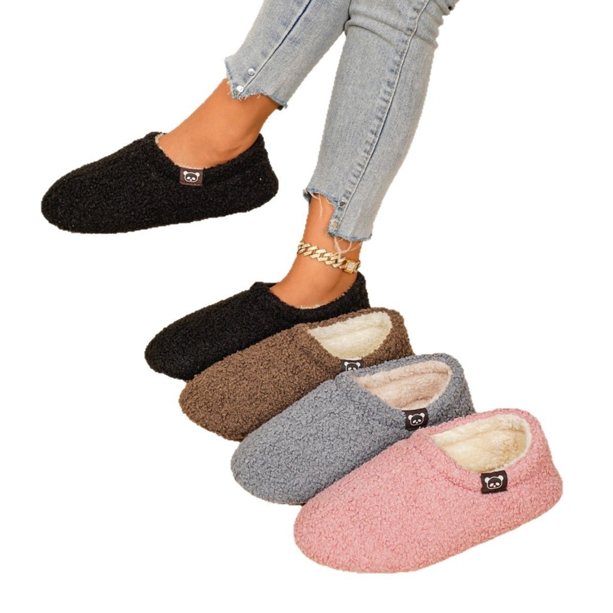 Cozy Winter House Slippers for Women – Thick Fleece-Lined, Slip-On Heel Support, Non-Slip Sole for Warm Indoor Comfort (L(40-41), Grey)