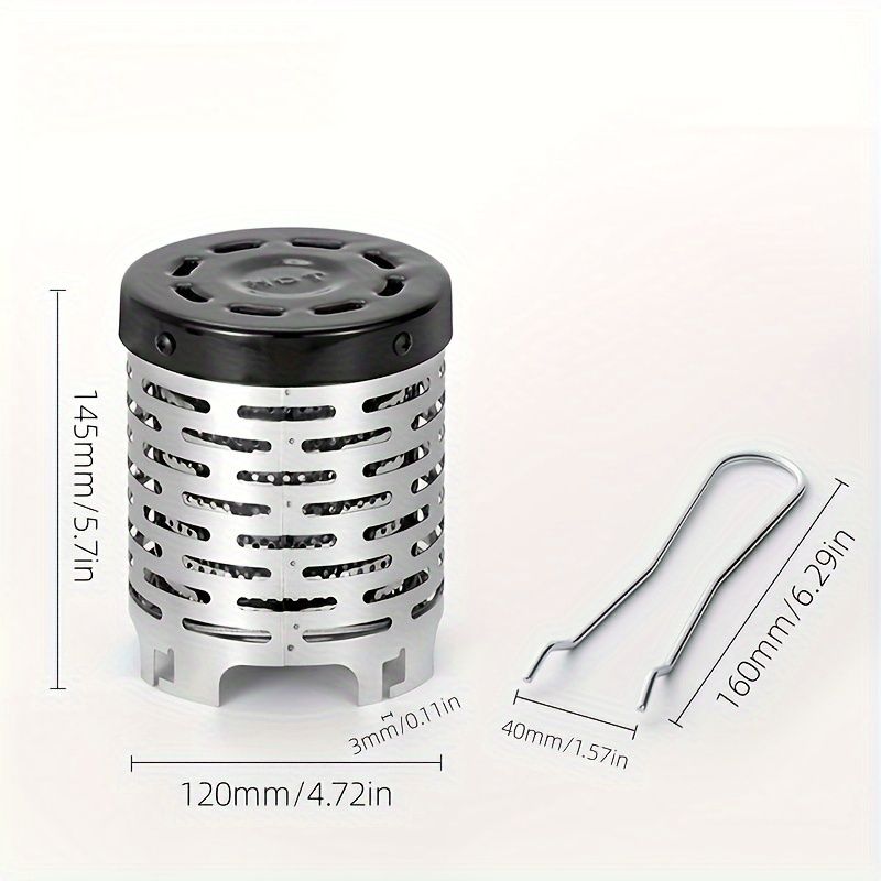Portable Stainless Steel Camping Heater for Outdoor Cooking and Warming – Perfect for Tent, Snow, Ice Fishing, and Backpacking Trips with Detachable Handle (Silver)