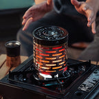 Portable Stainless Steel Camping Heater for Outdoor Cooking and Warming – Perfect for Tent, Snow, Ice Fishing, and Backpacking Trips with Detachable Handle (Silver)