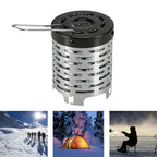 Portable Stainless Steel Camping Heater for Outdoor Cooking and Warming – Perfect for Tent, Snow, Ice Fishing, and Backpacking Trips with Detachable Handle (Silver)
