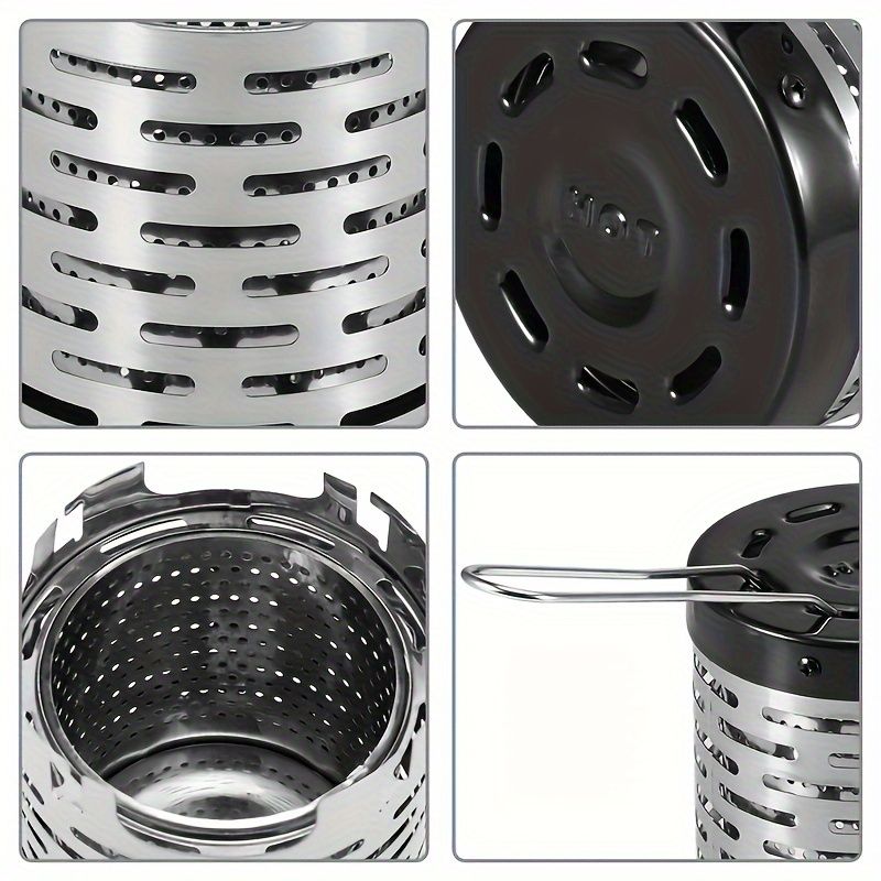 Portable Stainless Steel Camping Heater for Outdoor Cooking and Warming – Perfect for Tent, Snow, Ice Fishing, and Backpacking Trips with Detachable Handle (Silver)