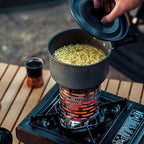 Portable Stainless Steel Camping Heater for Outdoor Cooking and Warming – Perfect for Tent, Snow, Ice Fishing, and Backpacking Trips with Detachable Handle (Silver)