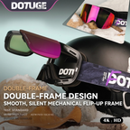 DOTUGE Magnetic Flip-Up Ski Goggles with Dual Frame Design, Anti-Fog HD Lens, Impact-Resistant TPU Frame, and Adjustable Strap for Winter Snow Sports (DreamPurple)