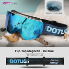 DOTUGE Magnetic Flip-Up Ski Goggles with Dual Frame Design, Anti-Fog HD Lens, Impact-Resistant TPU Frame, and Adjustable Strap for Winter Snow Sports (ObsidianBlack)