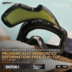 DOTUGE Magnetic Flip-Up Ski Goggles with Dual Frame Design, Anti-Fog HD Lens, Impact-Resistant TPU Frame, and Adjustable Strap for Winter Snow Sports (Rose)