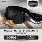 DOTUGE Magnetic Flip-Up Ski Goggles with Dual Frame Design, Anti-Fog HD Lens, Impact-Resistant TPU Frame, and Adjustable Strap for Winter Snow Sports (SpaceSilver)