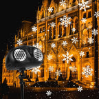 LED Snowflake Projection Owl Light, Dual Lens Dynamic Snowfall Effect for Indoor Christmas Decor and Outdoor Garden Waterproof Landscape Lighting (Black)