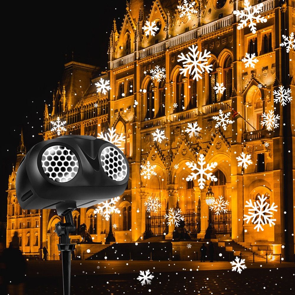 LED Snowflake Projection Owl Light, Dual Lens Dynamic Snowfall Effect for Indoor Christmas Decor and Outdoor Garden Waterproof Landscape Lighting (Black)