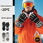 Winter Snow Ski Gloves with Touchscreen Compatibility, Windproof and Waterproof, Thick Fleece Lining, Adjustable Wrist Strap, Ideal for Outdoor Sports and Daily Cold Weather Use (Beige)
