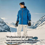 Winter Snow Ski Gloves with Touchscreen Compatibility, Windproof and Waterproof, Thick Fleece Lining, Adjustable Wrist Strap, Ideal for Outdoor Sports and Daily Cold Weather Use (Beige)