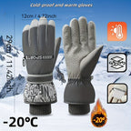 Winter Snow Ski Gloves with Touchscreen Compatibility, Windproof and Waterproof, Thick Fleece Lining, Adjustable Wrist Strap, Ideal for Outdoor Sports and Daily Cold Weather Use (Beige)