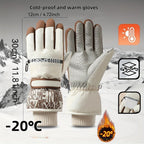 Winter Snow Ski Gloves with Touchscreen Compatibility, Windproof and Waterproof, Thick Fleece Lining, Adjustable Wrist Strap, Ideal for Outdoor Sports and Daily Cold Weather Use (Black)