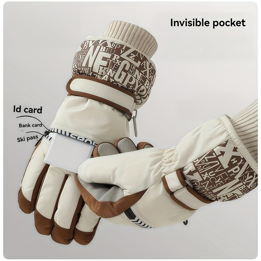 Winter Snow Ski Gloves with Touchscreen Compatibility, Windproof and Waterproof, Thick Fleece Lining, Adjustable Wrist Strap, Ideal for Outdoor Sports and Daily Cold Weather Use (Grey)