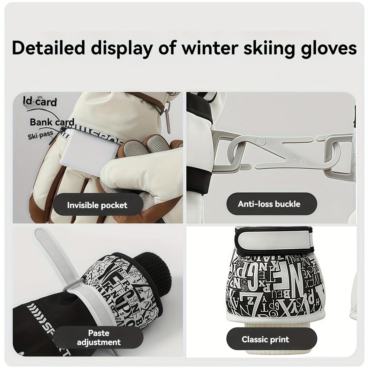 Winter Snow Ski Gloves with Touchscreen Compatibility, Windproof and Waterproof, Thick Fleece Lining, Adjustable Wrist Strap, Ideal for Outdoor Sports and Daily Cold Weather Use (Navy)