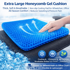 Ultra-Large Honeycomb Gel Seat Cushion – Soft, Breathable, and Cooling Pad for Office Chairs, Wheelchairs, and Home Use – Reduces Sweat and Pressure Discomfort, Lightweight and Adjustable for All-Season Comfort (Blue)