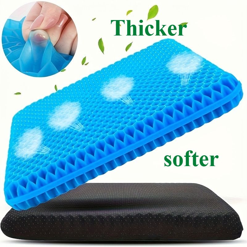 Ultra-Large Honeycomb Gel Seat Cushion – Soft, Breathable, and Cooling Pad for Office Chairs, Wheelchairs, and Home Use – Reduces Sweat and Pressure Discomfort, Lightweight and Adjustable for All-Season Comfort (Blue)
