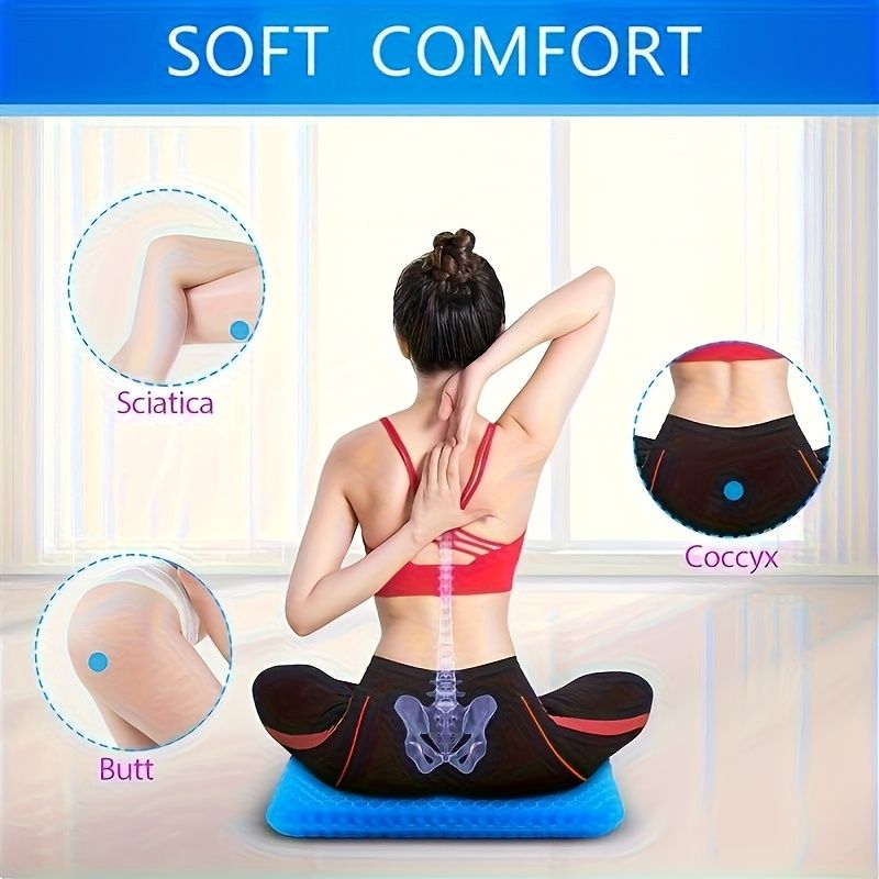 Ultra-Large Honeycomb Gel Seat Cushion – Soft, Breathable, and Cooling Pad for Office Chairs, Wheelchairs, and Home Use – Reduces Sweat and Pressure Discomfort, Lightweight and Adjustable for All-Season Comfort (Blue)