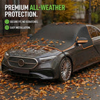All-Season Car Front Cover Shield for Sedans – Windproof, Snowproof & Sunproof Protection with Magnetic Fixation, Full Coverage for Windshield, Side Windows, and Hood, Ideal for Outdoor Parking (Green2)