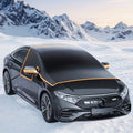 All-Season Car Front Cover Shield for Sedans – Windproof, Snowproof & Sunproof Protection with Magnetic Fixation, Full Coverage for Windshield, Side Windows, and Hood, Ideal for Outdoor Parking (Orange1)