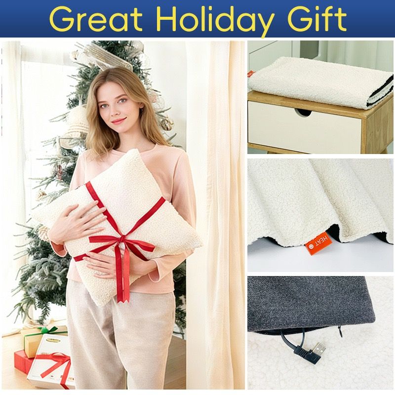 USB-Powered Heated Seat Cushion and Throw Blanket, Soft Flannel Fleece, Fast Heating with 3 Temperature Settings, Portable for Home, Office, Outdoor Use (135×45cm)