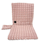 USB-Powered Heated Seat Cushion with Plush Faux Rabbit Fur, Anti-Slip Base, and Foldable Backrest – Ideal for Office Chairs, Car Seats, and Outdoor Camping Chairs in Rock Gray, Cherry Pink, and Fallen Yellow. (45×45×2cm, Grey)
