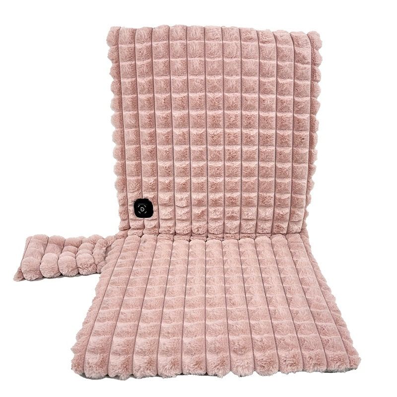 USB-Powered Heated Seat Cushion with Plush Faux Rabbit Fur, Anti-Slip Base, and Foldable Backrest – Ideal for Office Chairs, Car Seats, and Outdoor Camping Chairs in Rock Gray, Cherry Pink, and Fallen Yellow. (90×45×2cm, Grey)