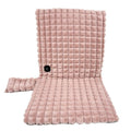 USB-Powered Heated Seat Cushion with Plush Faux Rabbit Fur, Anti-Slip Base, and Foldable Backrest – Ideal for Office Chairs, Car Seats, and Outdoor Camping Chairs in Rock Gray, Cherry Pink, and Fallen Yellow. (90×45×4cm, Pink)