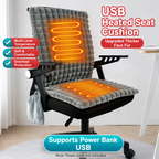 USB-Powered Heated Seat Cushion with Plush Faux Rabbit Fur, Anti-Slip Base, and Foldable Backrest – Ideal for Office Chairs, Car Seats, and Outdoor Camping Chairs in Rock Gray, Cherry Pink, and Fallen Yellow. (45×45×4cm, Yellow)