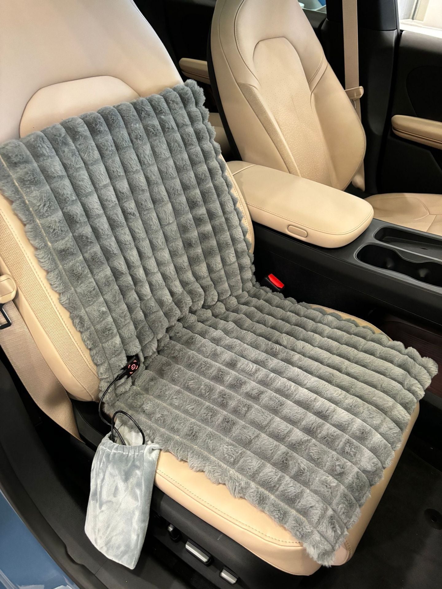 USB-Powered Heated Seat Cushion with Plush Faux Rabbit Fur, Anti-Slip Base, and Foldable Backrest – Ideal for Office Chairs, Car Seats, and Outdoor Camping Chairs in Rock Gray, Cherry Pink, and Fallen Yellow. (90×45×2cm, Yellow)