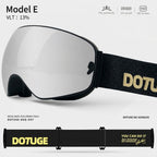DOTUGE DGQ-D07 Magnetic Flip Ski Goggles with REVO Coated Dual-Layer Anti-Fog Spherical Lens, UV400 Protection, OTG Design, and Wide Field of View for Snow Sports (B)