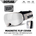 DOTUGE DGQ-D07 Magnetic Flip Ski Goggles with REVO Coated Dual-Layer Anti-Fog Spherical Lens, UV400 Protection, OTG Design, and Wide Field of View for Snow Sports (C)