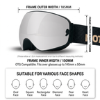 DOTUGE DGQ-D07 Magnetic Flip Ski Goggles with REVO Coated Dual-Layer Anti-Fog Spherical Lens, UV400 Protection, OTG Design, and Wide Field of View for Snow Sports (D)