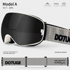DOTUGE DGQ-D07 Magnetic Flip Ski Goggles with REVO Coated Dual-Layer Anti-Fog Spherical Lens, UV400 Protection, OTG Design, and Wide Field of View for Snow Sports (E)