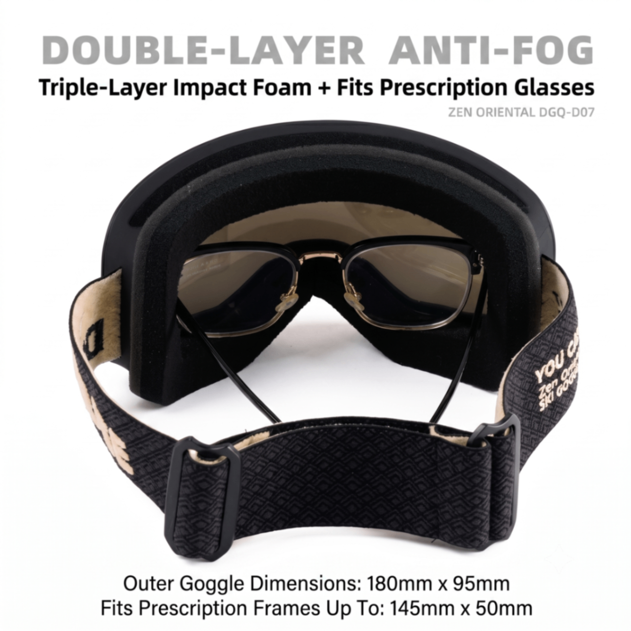 DOTUGE DGQ-D07 Magnetic Flip Ski Goggles with REVO Coated Dual-Layer Anti-Fog Spherical Lens, UV400 Protection, OTG Design, and Wide Field of View for Snow Sports (H)