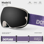 DOTUGE DGQ-D07 Magnetic Flip Ski Goggles with REVO Coated Dual-Layer Anti-Fog Spherical Lens, UV400 Protection, OTG Design, and Wide Field of View for Snow Sports (H)