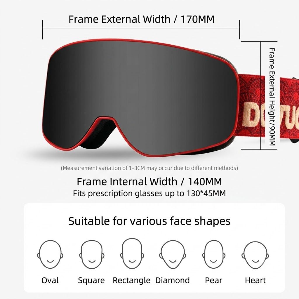 DOTUGE Kids Snow Goggles with Magnetic Flip Design, Anti-Fog HD Lens & UV400 Protection, Compatible with Prescription Glasses, Ideal for Skiing, Snowboarding, and Winter Outdoor Adventures (A)